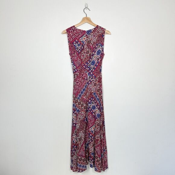 Calvin Klein Faux Wrap V-Neck Floral Maxi Dress Sz 4 Boho - Picture 5 of 9